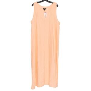 NWT DKNY Linen Maxi Dress Peach Minimalist Coastal Resort Beachy Plus Size XXL